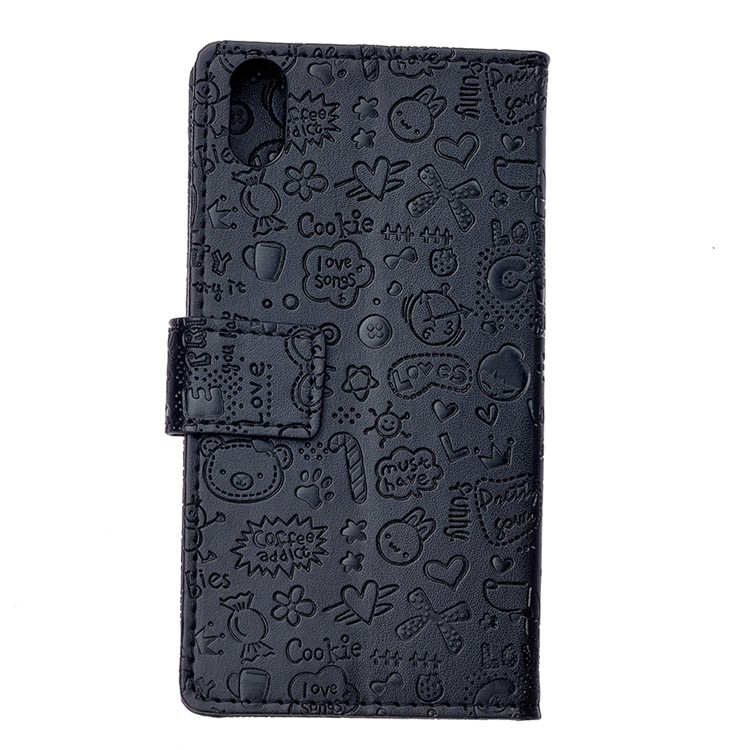 Cartoon Graffiti Wallet Leather Stand Phone Case for Xiaomi Mi 8 Pro - Black-3