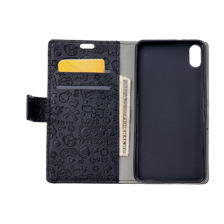 Cartoon Graffiti Wallet Leather Stand Phone Case for Xiaomi Mi 8 Pro - Black-5