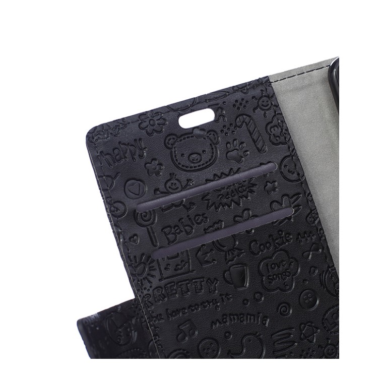 Cartoon Graffiti Wallet Leather Stand Phone Case for Xiaomi Mi 8 Pro - Black-6