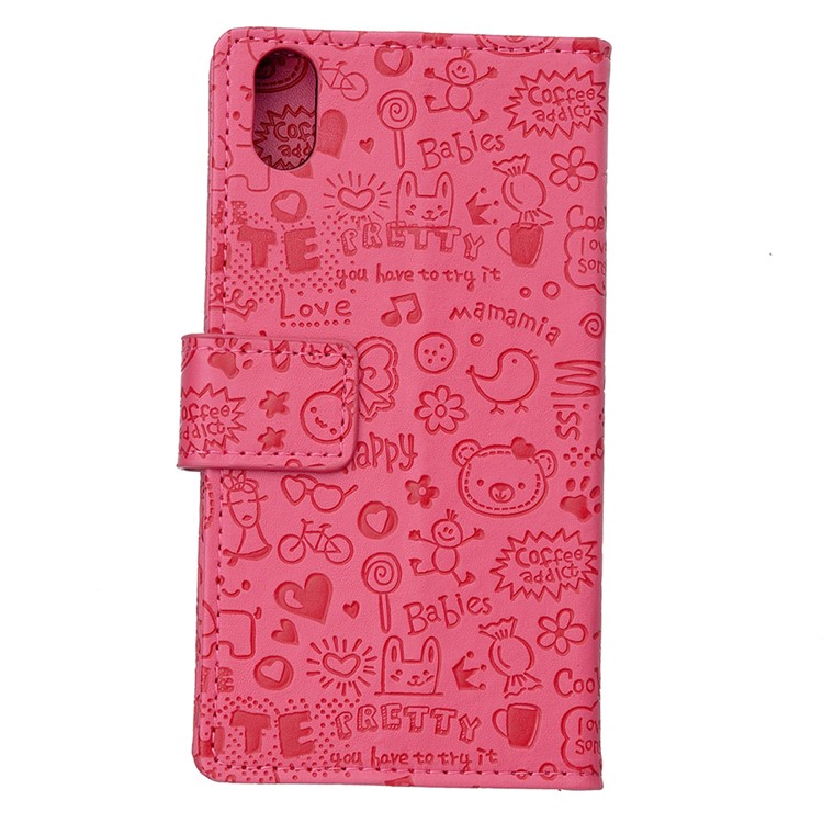 Cartoon Graffiti Wallet Leather Protective Mobile Case for Xiaomi Mi 8 Pro - Rose-2