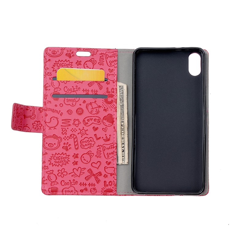 Cartoon Graffiti Wallet Leather Protective Mobile Case for Xiaomi Mi 8 Pro - Rose-3