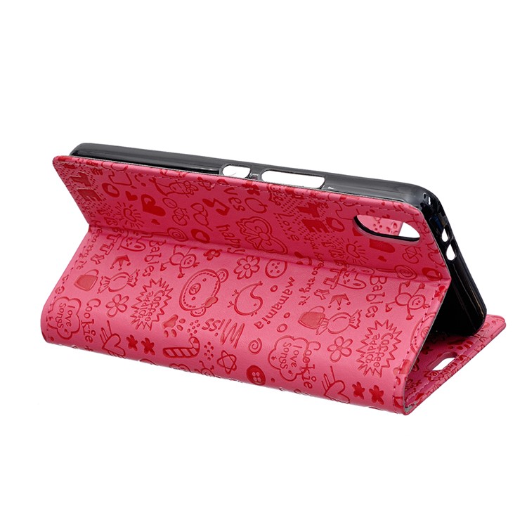 Cartoon Graffiti Wallet Leather Protective Mobile Case for Xiaomi Mi 8 Pro - Rose-4