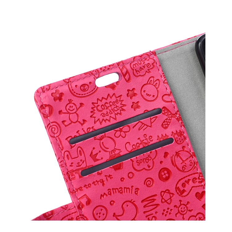 Cartoon Graffiti Wallet Leather Protective Mobile Case for Xiaomi Mi 8 Pro - Rose-5