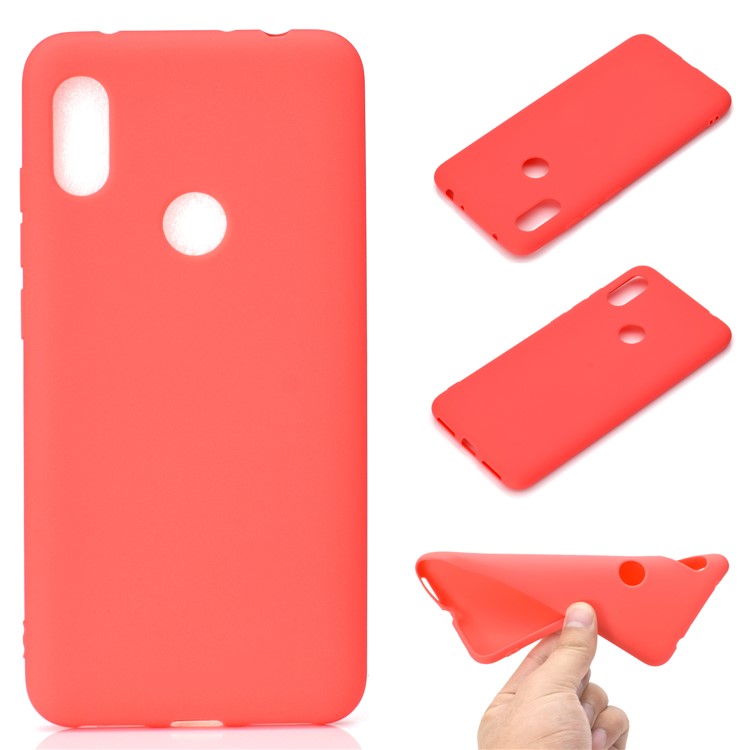 Solid Color Soft Matte TPU Gel Cover for Xiaomi Redmi Note 6 Pro - Red-1