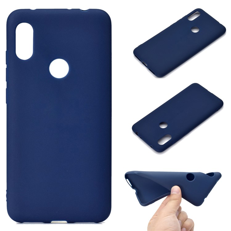 Solid Color Soft Matte TPU Mobile Cover for Xiaomi Redmi Note 6 Pro - Dark Blue-1