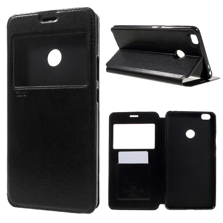 ROAR KOREA Noble Leather View Stand Case for Xiaomi Mi Max - Black-1