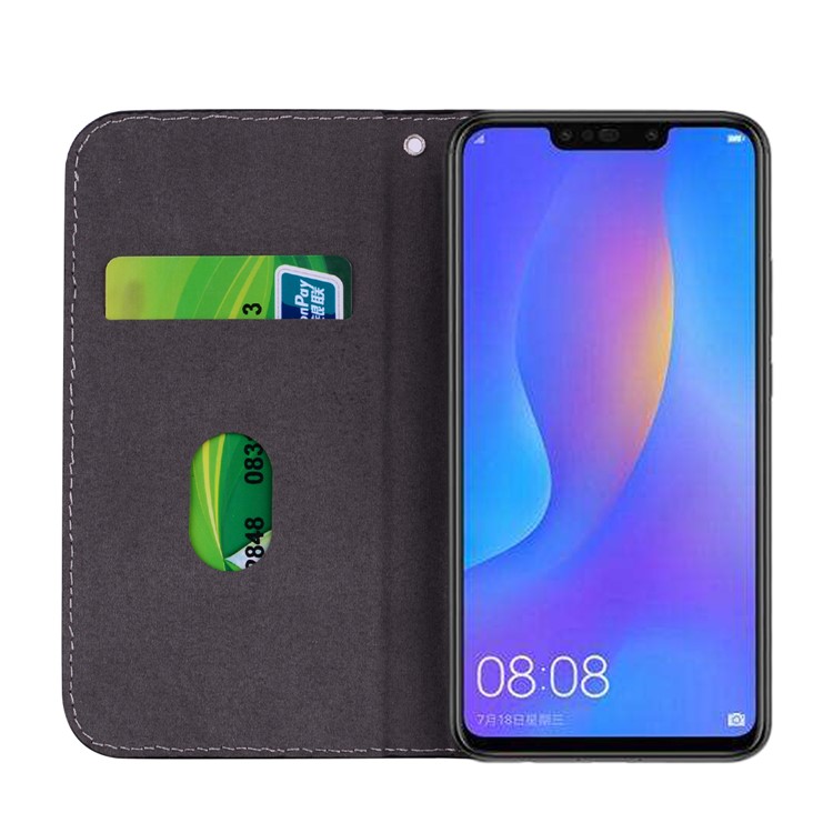 Crocodile Texture Glittery Sequins Splicing PU Leather Auto-absorbed Cover Case Shell for Xiaomi Redmi Note 6 Pro - Dark Purple-8
