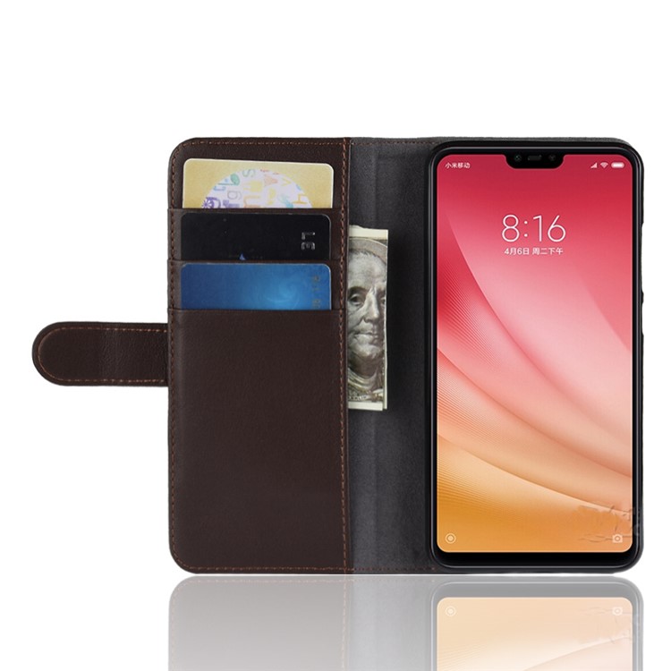 Split Leather Protection Cover Shell with Stand Wallet for Xiaomi Mi 8 Lite / Mi 8 Youth (Mi 8X) - Brown-5