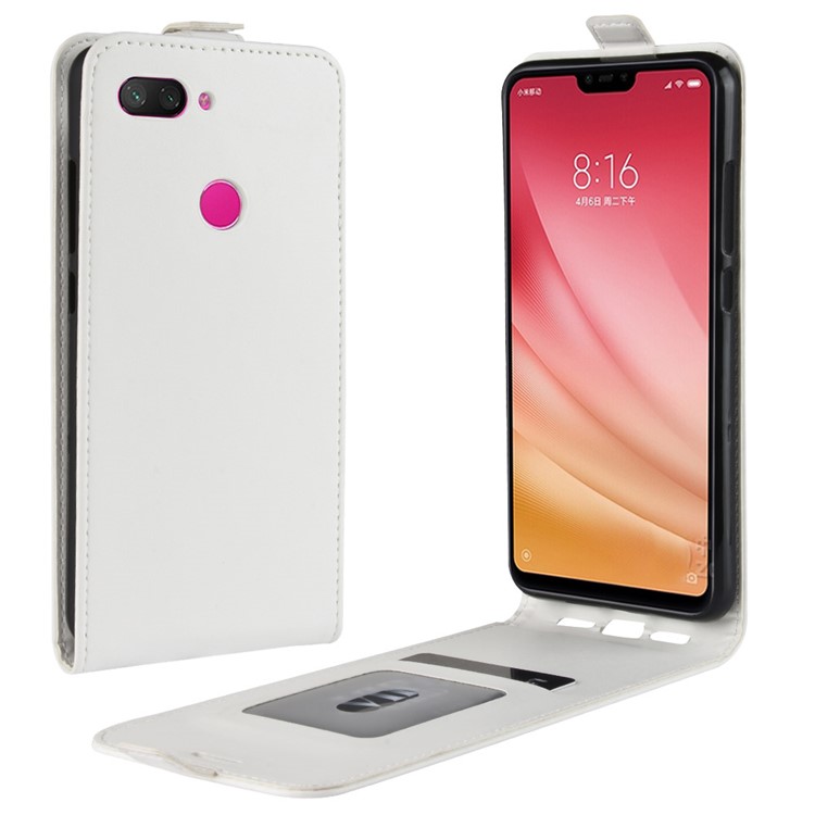 Crazy Horse Vertical Leather Card Holder Cover for Xiaomi Mi 8 Lite / Mi 8 Youth (Mi 8X) - White-1