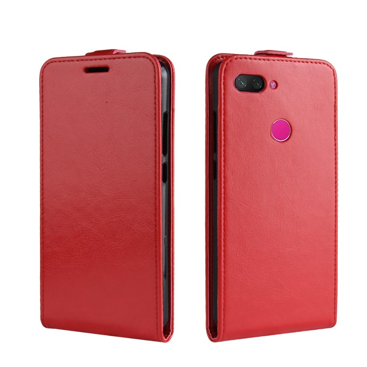 Crazy Horse Vertical Leather Card Holder Shell Case for Xiaomi Mi 8 Lite / Mi 8 Youth (Mi 8X) - Red-2