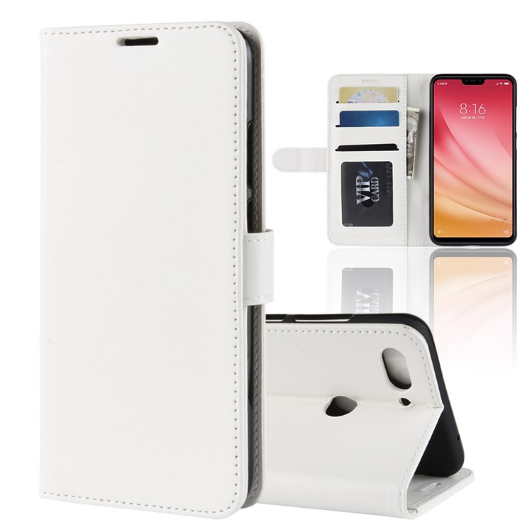 Crazy Horse Wallet Stand Leather Mobile Cover for Xiaomi Mi 8 Lite/Mi 8 Youth (Mi 8X) - White-1