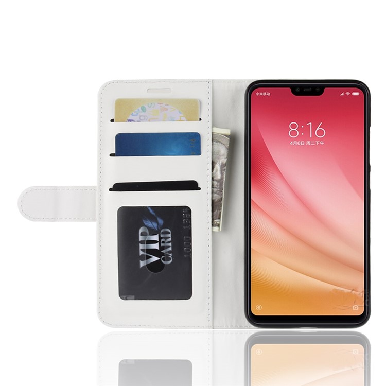 Crazy Horse Wallet Stand Leather Mobile Cover for Xiaomi Mi 8 Lite/Mi 8 Youth (Mi 8X) - White-5