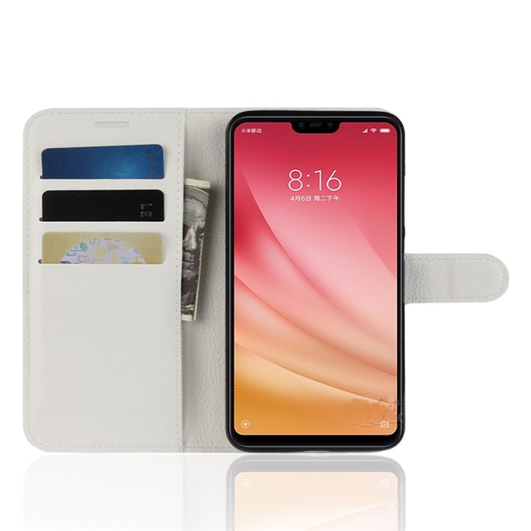 Litchi Texture Wallet Leather Mobile Cover for Xiaomi Mi 8 Lite / Mi 8 Youth (Mi 8X) - White-5