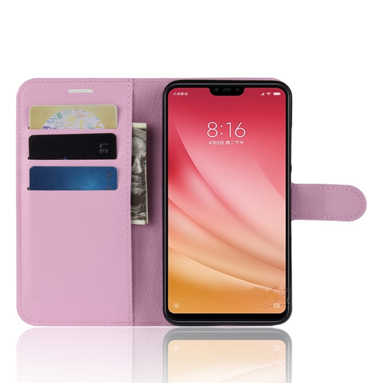 Litchi Texture Wallet Leather Stand Shell Case for Xiaomi Mi 8 Lite / Mi 8 Youth (Mi 8X) - Pink-5