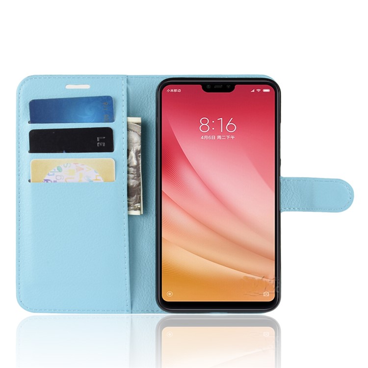 Litchi Texture Wallet Leather Magnetic Case for Xiaomi Mi 8 Lite / Mi 8 Youth (Mi 8X) - Blue-5