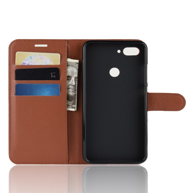 Litchi Texture Wallet Leather Cover Protector for Xiaomi Mi 8 Lite / Mi 8 Youth (Mi 8X) - Brown-4