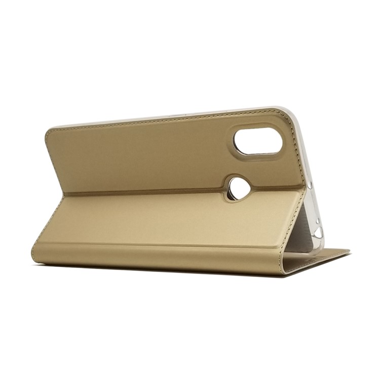 Auto-absorbed Card Holder Leather Stand Mobile Shell for Xiaomi Mi Max 3 - Gold-6