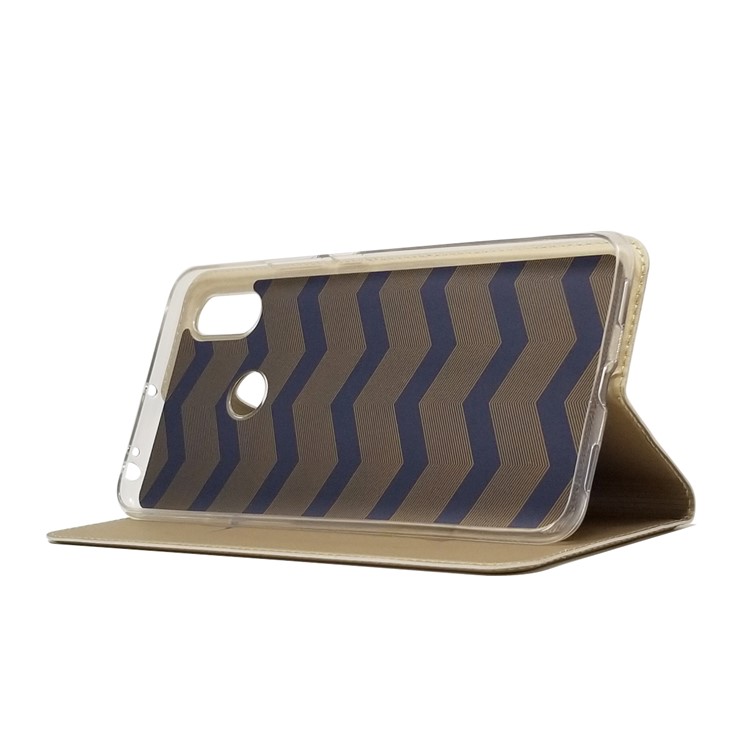 Auto-absorbed Card Holder Leather Stand Mobile Shell for Xiaomi Mi Max 3 - Gold-7