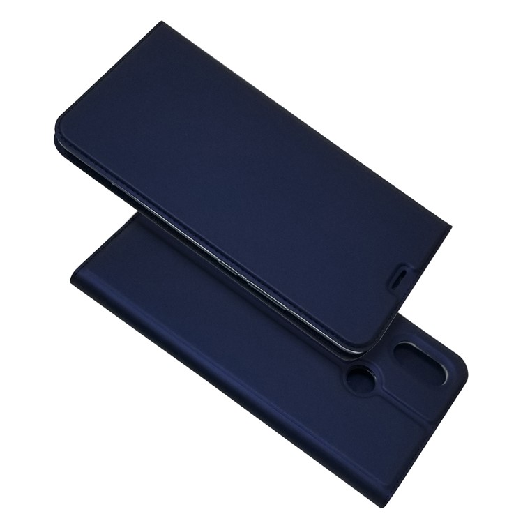 Card Holder Leather Auto-absorbed Stand Mobile Casing for Xiaomi Mi Max 3 - Dark Blue-1