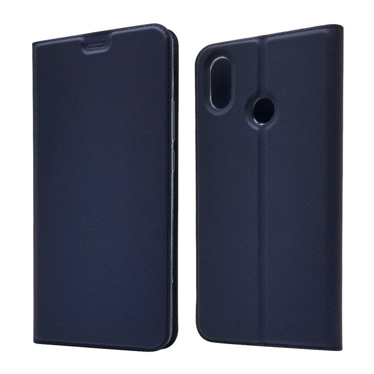 Card Holder Leather Auto-absorbed Stand Mobile Casing for Xiaomi Mi Max 3 - Dark Blue-2