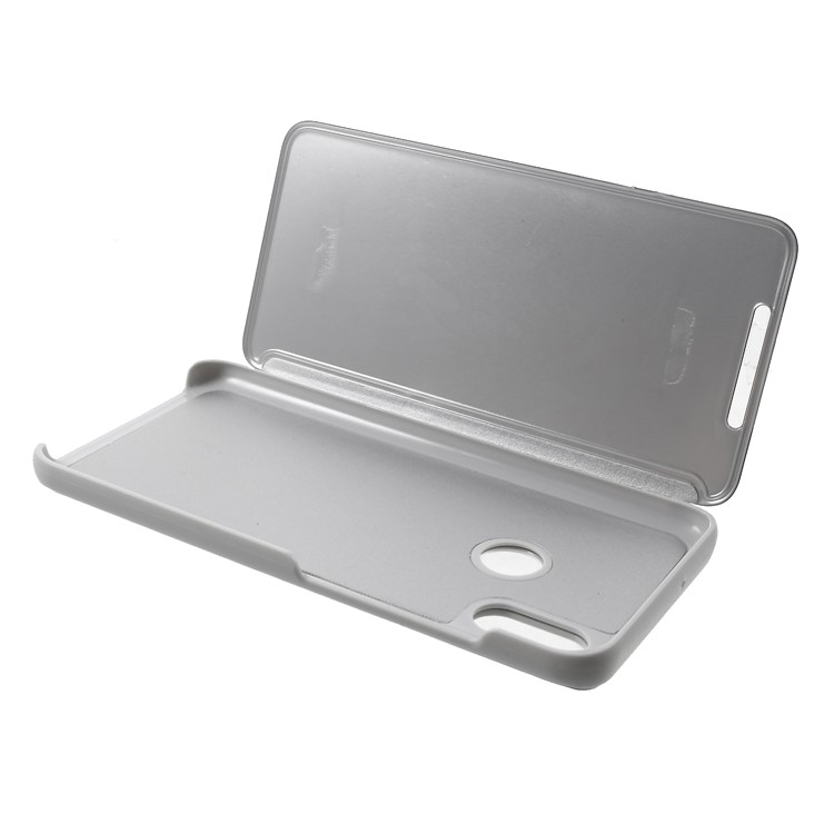 View Window Plated Mirror Surface Leather Stand Case for Xiaomi Mi 8 Pro - Silver-8