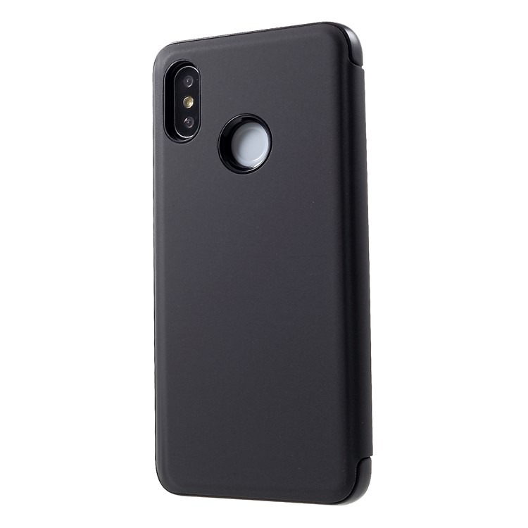 View Window Plated Mirror Surface Leather Stand Cover for Xiaomi Mi 8 Pro - Black-2