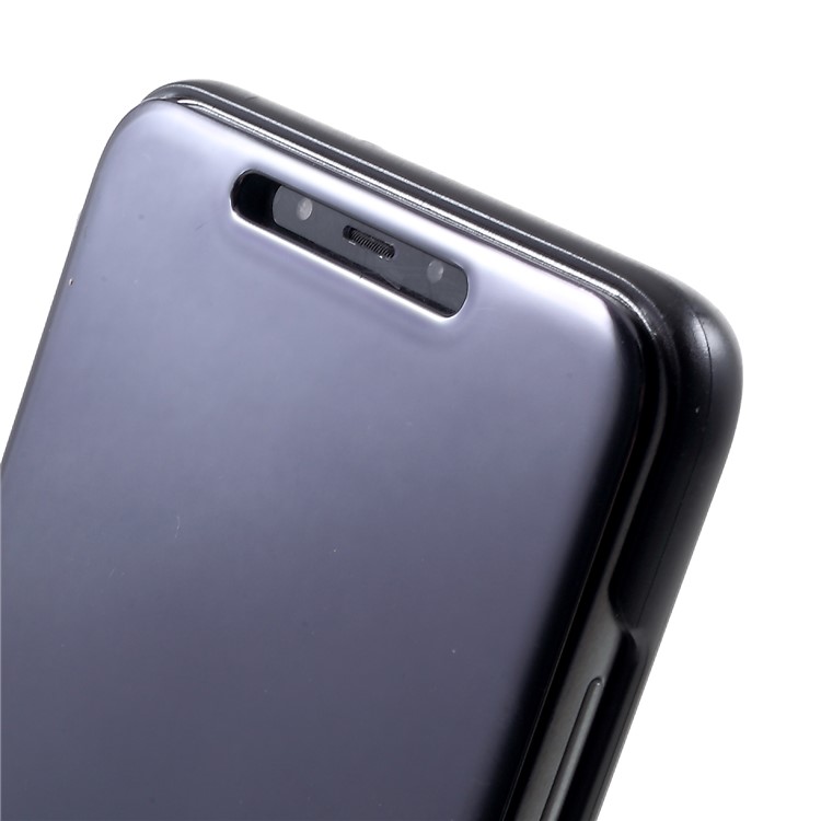 View Window Plated Mirror Surface Leather Stand Cover for Xiaomi Mi 8 Pro - Black-7