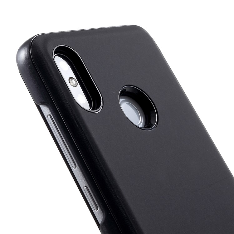View Window Plated Mirror Surface Leather Stand Cover for Xiaomi Mi 8 Pro - Black-8