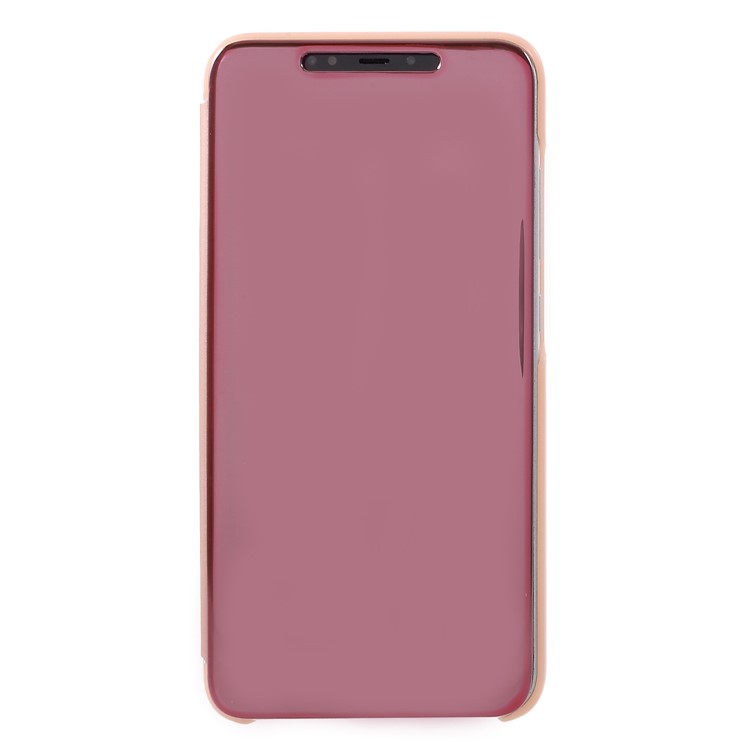 View Window Plated Mirror Surface Leather Stand Case Cover for Xiaomi Mi 8 Pro - Rose Gold-1