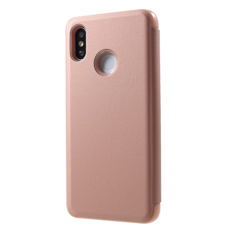 View Window Plated Mirror Surface Leather Stand Case Cover for Xiaomi Mi 8 Pro - Rose Gold-2