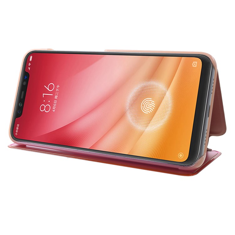 View Window Plated Mirror Surface Leather Stand Case Cover for Xiaomi Mi 8 Pro - Rose Gold-5