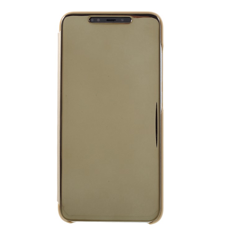 View Window Plated Mirror Surface Leather Stand Shell for Xiaomi Mi 8 Pro - Gold-1