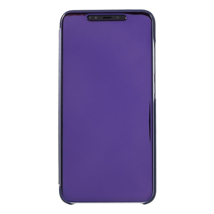 Ansichtsfenster Plattiert Spiegeloberfläche Leder Standhandytasche Für Xiaomi Mi 8 Pro - Dunkelblau-1