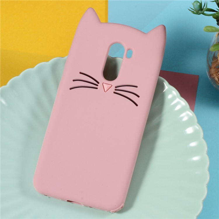 3D Moustache Cat Silicone Phone Shell for Xiaomi Pocophone F1 / Poco F1 (India) - Pink-1