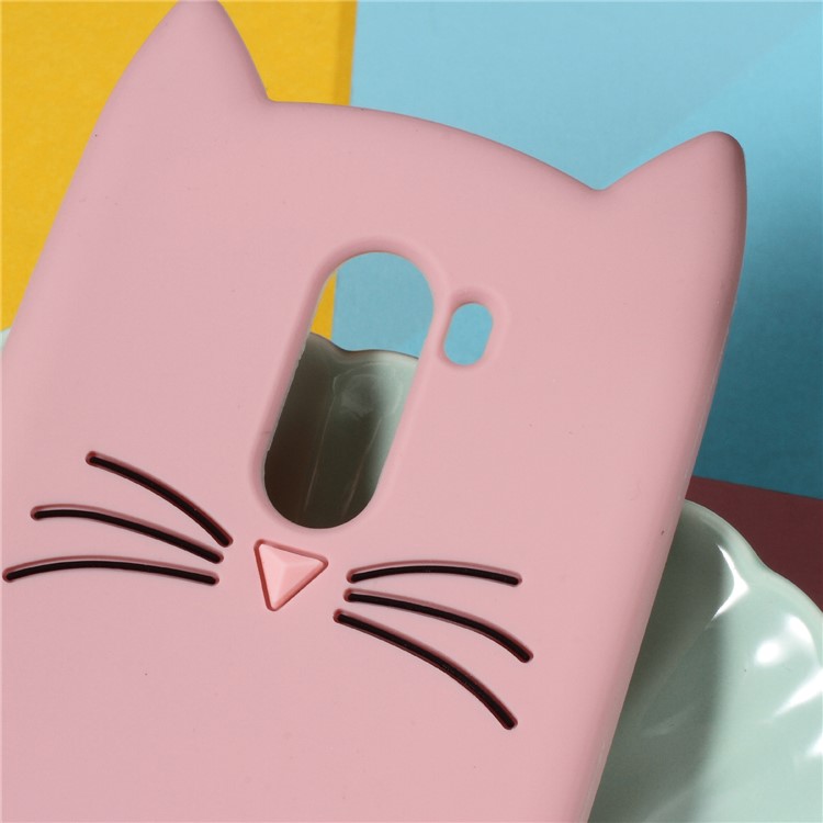 3D Moustache Cat Silicone Phone Shell for Xiaomi Pocophone F1 / Poco F1 (India) - Pink-2