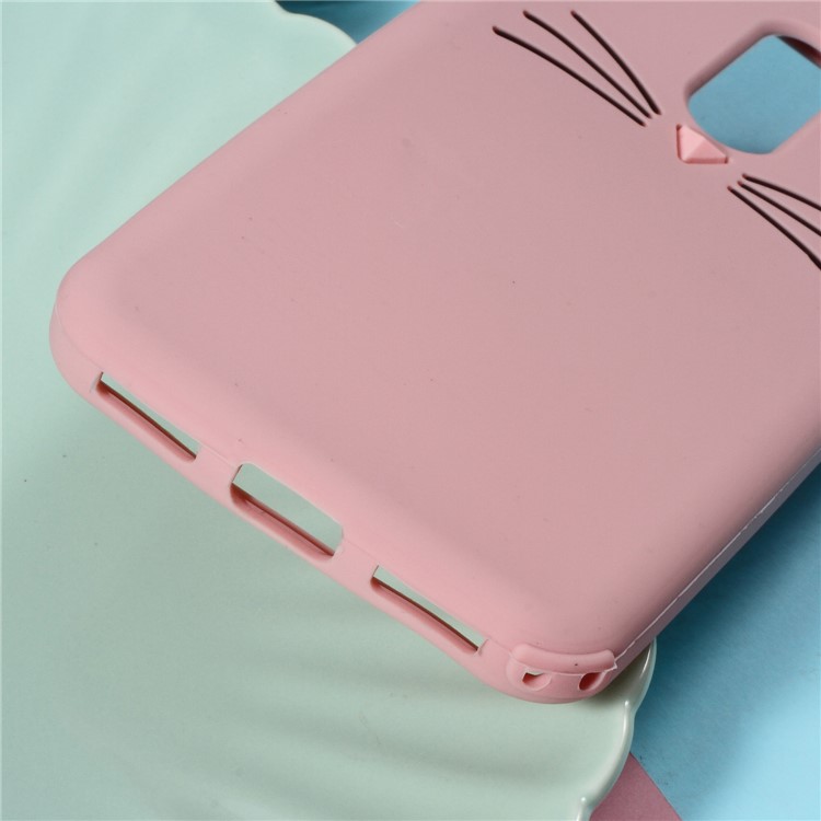 3D Moustache Cat Silicone Phone Shell for Xiaomi Pocophone F1 / Poco F1 (India) - Pink-3