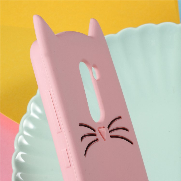 3D Moustache Cat Silicone Phone Shell for Xiaomi Pocophone F1 / Poco F1 (India) - Pink-4