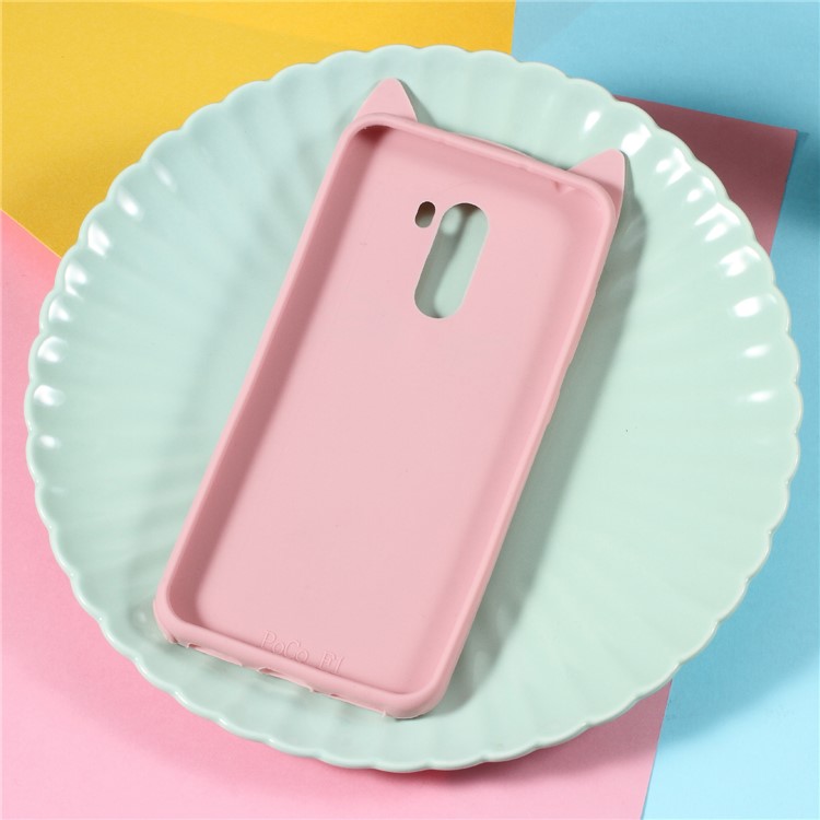 3D Moustache Cat Silicone Phone Shell for Xiaomi Pocophone F1 / Poco F1 (India) - Pink-5
