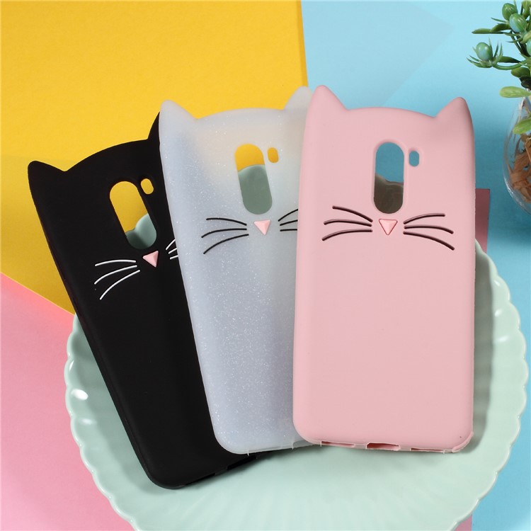 3D Moustache Cat Silicone Phone Shell for Xiaomi Pocophone F1 / Poco F1 (India) - Pink-6