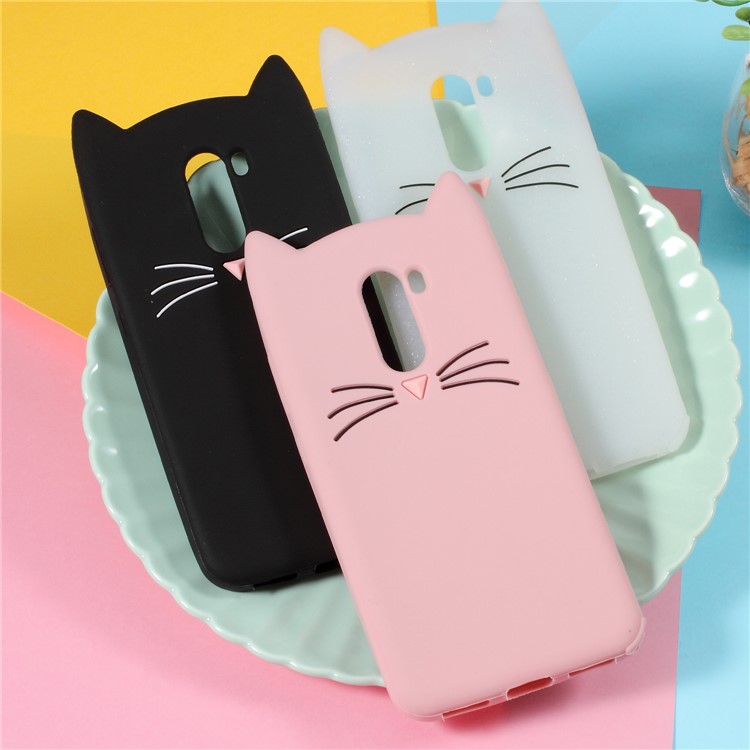 3D Moustache Cat Silicone Phone Shell for Xiaomi Pocophone F1 / Poco F1 (India) - Pink-7