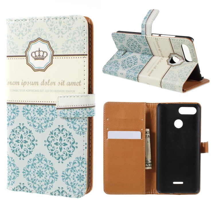 Pattern Printing Wallet PU Leather Case for Xiaomi Redmi 6 (Dual Camera: 12MP+5MP) - Damask Flower-1