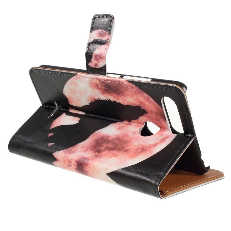 Patterned Wallet Leather Mobile Case for Xiaomi Redmi 6 (Dual Camera: 12MP+5MP) - Wolf Howling at the Moon-5