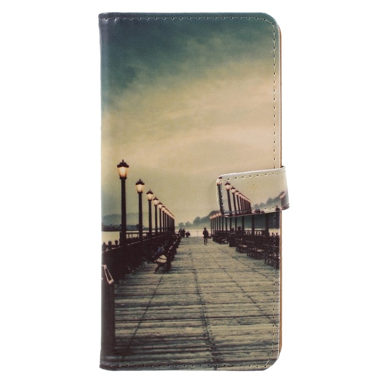 Patterned Wallet Leather Cover Case for Xiaomi Redmi 6 (Dual Camera: 12MP+5MP) - Dock at Sunset-1