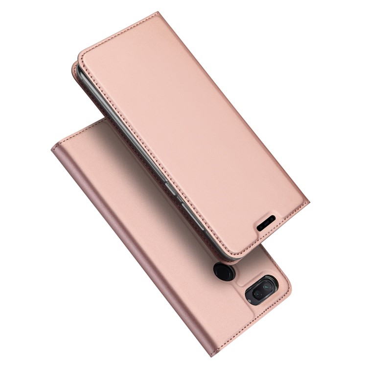 DUX DUCIS Skin Pro Series for Xiaomi Mi 8 Lite / Mi 8 Youth (Mi 8X), Business Leather Stand Mobile Cover - Rose Gold-1