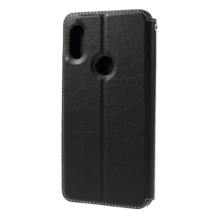 Auto-absorbed Card Holder Stand Leather Shell for Xiaomi Redmi Note 6 Pro - Black-2