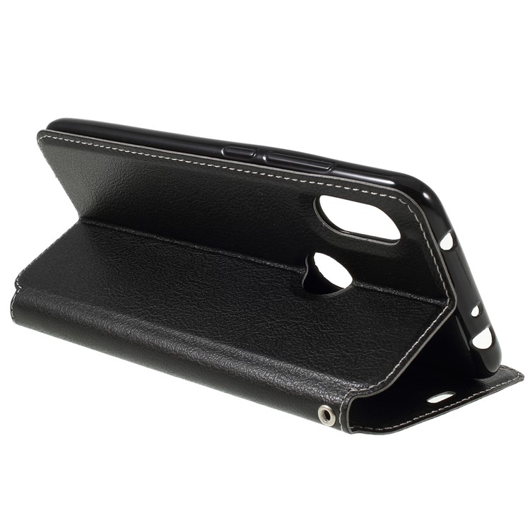Auto-absorbed Card Holder Stand Leather Shell for Xiaomi Redmi Note 6 Pro - Black-5