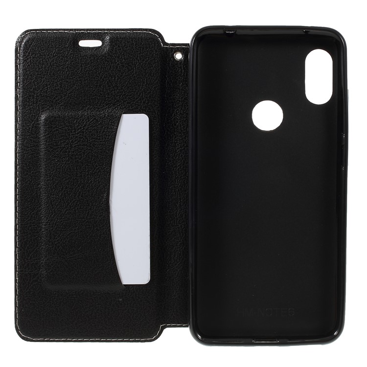 Auto-absorbed Card Holder Stand Leather Shell for Xiaomi Redmi Note 6 Pro - Black-6