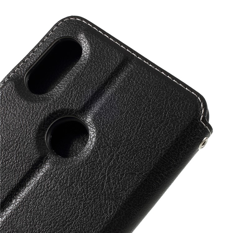 Auto-absorbed Card Holder Stand Leather Shell for Xiaomi Redmi Note 6 Pro - Black-8