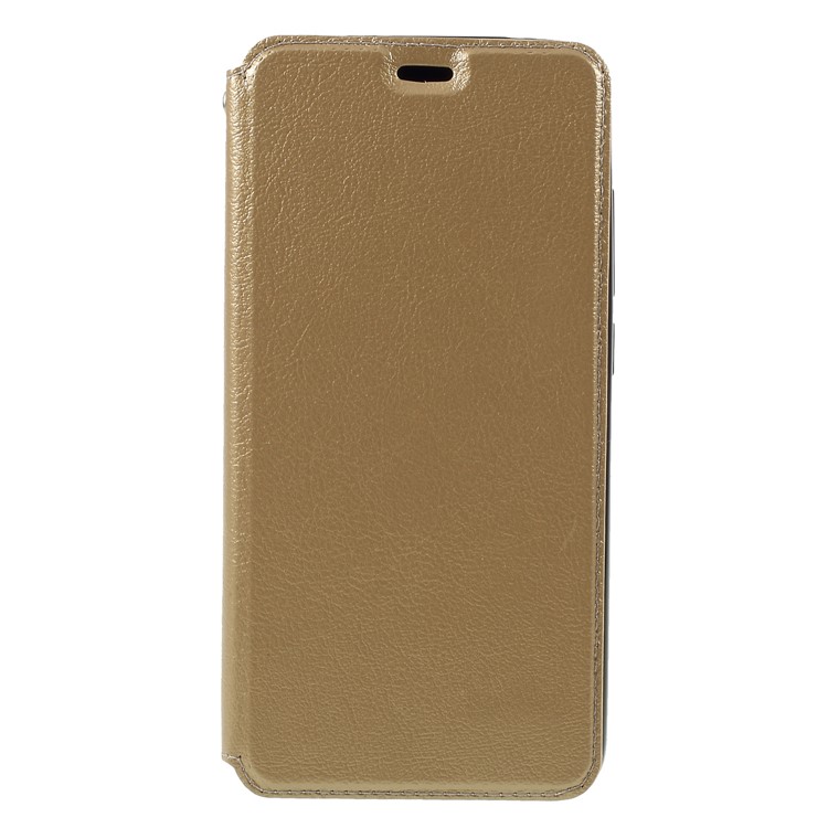 Auto-absorbed Card Holder Stand Leather Accessory Case for Xiaomi Redmi Note 6 Pro - Gold-1