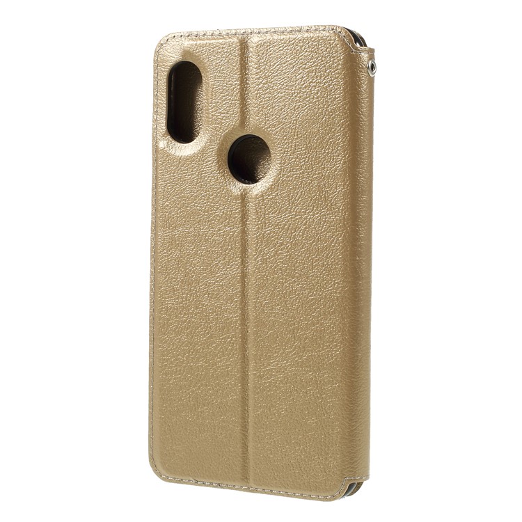 Auto-absorbed Card Holder Stand Leather Accessory Case for Xiaomi Redmi Note 6 Pro - Gold-2